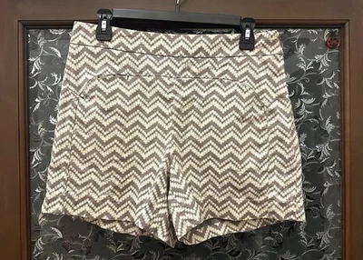Shorts Anthropologie Cartonnier branco bronzeado Chevron tecido geo texturizado tamanho 10 - Imagem 1 de 4