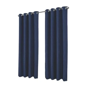 RT Designer Collection Cassi Shimmer Jacquard Grommet Curtain 54x90 Navy Blue - Afbeelding 1 van 6