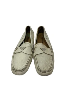 Prada Milano White Leather Loafers Shoes Size 35.5 /5.5 US Wome’s Moccasin Italy - Picture 1 of 23