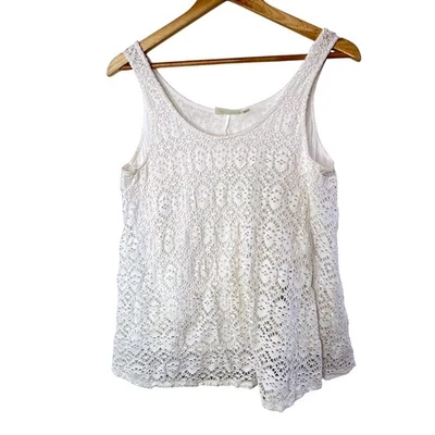 Camiseta sin mangas Deletta blanca de encaje a ganchillo para mujer talla mediana boho playa verano Foto 1 de 4