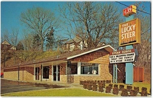 West Lafayette, Indiana LUCKY STEER Steak House Roadside 1960s Rare Postcard - Picture 1 of 2