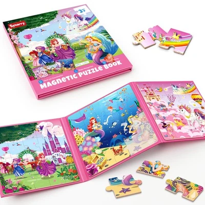SYNARRY Unicorn Mermaid Princess Magnetic Puzzles for Toddlers 3-5 Girls, 20 ... - Image 1 of 4