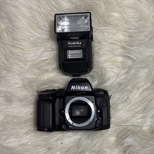 Nikon N90s AF 35mm Film Camera Body w Nishika Flash - Picture 1 of 7