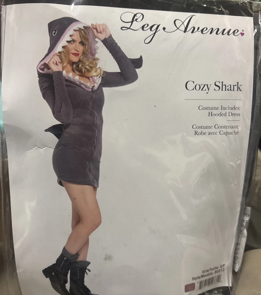 Vestido Leg Avenue Con Capucha Acogedor Tiburón Cremallera Súper Suave con Dientes Talla Pequeña Foto 1 de 1