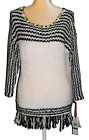 NWT Ruby Rd. Sweater ~ Womens XL ~ Black & White Loose Knit ~ Beaded Neckline