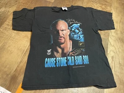 Camiseta WWF Stone Cold Lucha Libre WWF Juvenil Grande L Negra Causa Piedra Cold Said So Foto 1 de 4