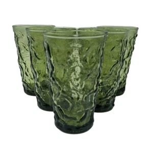 Five (5) Anchor Hocking Textured Juice Glasses Avocado Lido Milano MCM - 4 oz - Picture 1 of 6