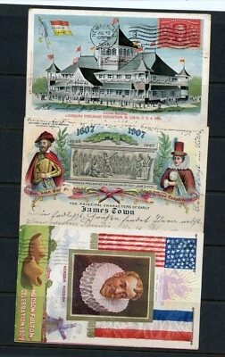 KMC4076-U.S. #324, 328 (2), 372 (U400) Tied on Picture Post Cards, Used cond - Image 1 of 2