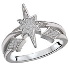 NEW LADIES 14k WHITE GOLD DIAMOND NORTH STAR TWO ROW BAND RING