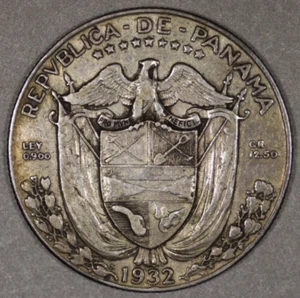 1932 Panama Silver 1/2 Balboa - Picture 1 of 2