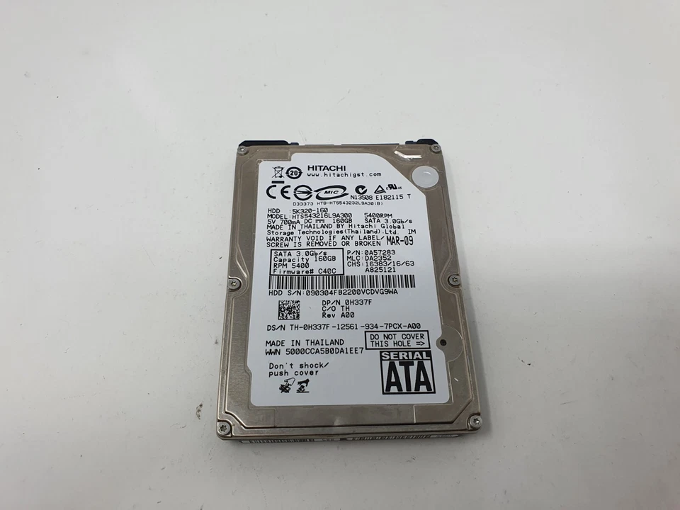 Hitachi HDD Hard Drive 160GB 2.5" SATA HTS545016B9A300 Dell Inspiron Mini 1018   - Image 1 of 4