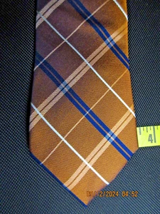 Tommy Hilfiger Copper Tie With Blue and White Stripes 60" Long 3.5" Wide - Picture 1 of 3