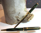 Green Swirl Letter Opener Gold Plated Steel Metal Brass Ballpoint Pen+GIFT BOX