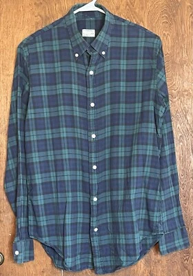 Camisa Club Monaco Para Hombres 100% Lino Talla Pequeña Verde y Azul Tranquila Lujo Minimalista Foto 1 de 4