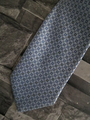 Italo Ferretti Italy sky blue geometric pure silk neck tie - Image 1 of 4