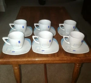 6 x Dellacasa Victoria Pop Modernist Geometric Espresso Coffee Cups & Saucers - Picture 1 of 14