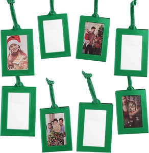 Green Mini Picture Frames - Set of 8 - Wallet Size Picture Frame Ornaments for G - Picture 1 of 12