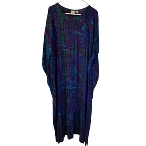 Smithsonian Institution Women's Batik Caftan Maxi Dress Sz M Oversized Festival - Picture 1 of 12