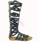 Flats Sandals Womens Buckles Leather Gladiator Roman Hollow Out Knee High Boots