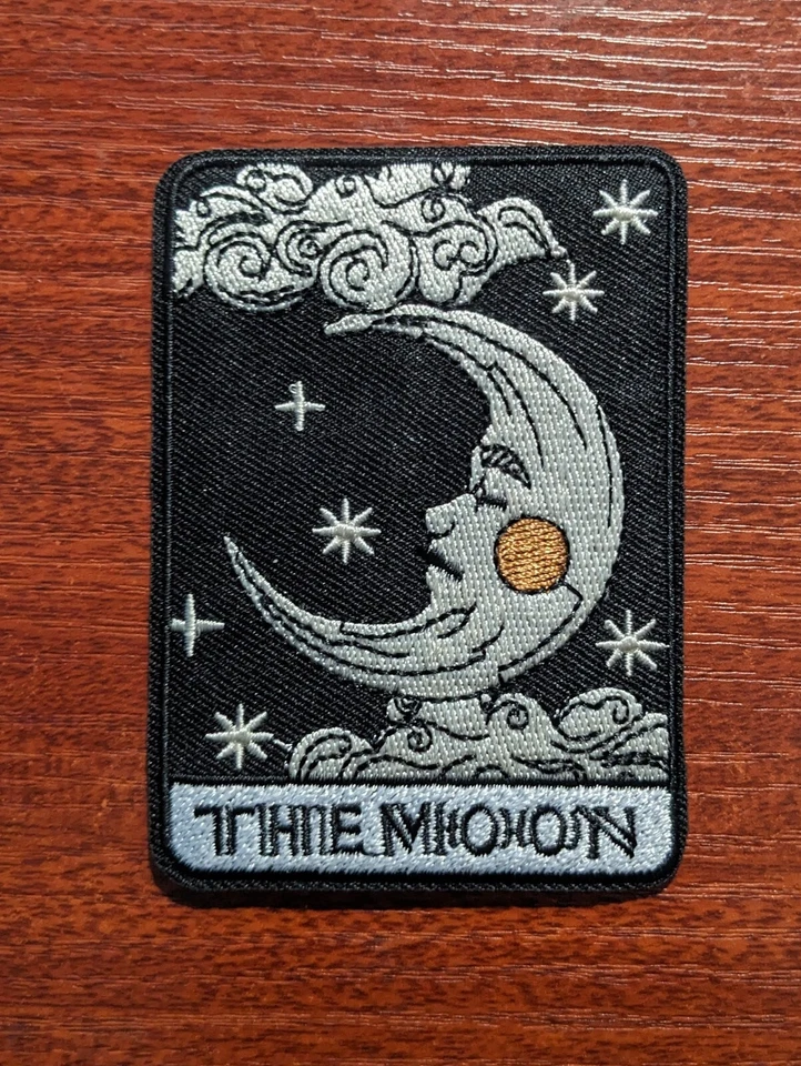 The Moon Tarot Card Goth Patch Punk Emo Embroidered Iron On Patch  3.5x2.5" - Image 1 of 3