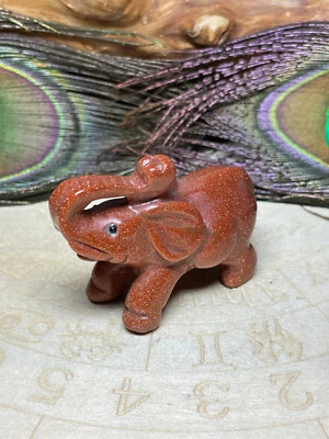 Goldfluss Elefant  Edelstein Gravur Skulptur - Bild 1 von 4