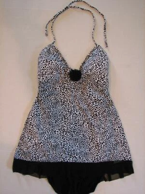 Kenneth Cole Swim Suit Swimdress PEBBLED GLAM Ruffle Hem L - Image 1 of 4