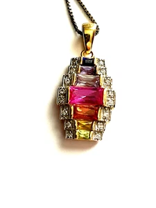 Italy Hallmark UTG 925 Sterling Silver Box Style Necklace & Pendant 18" - Picture 1 of 6