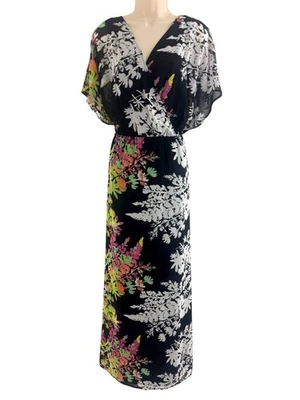 Maxi Vestido Largo Lane Bryant Estampado Floral Gasa Talla 22/24 3X Plus Dolman Foto 1 de 4