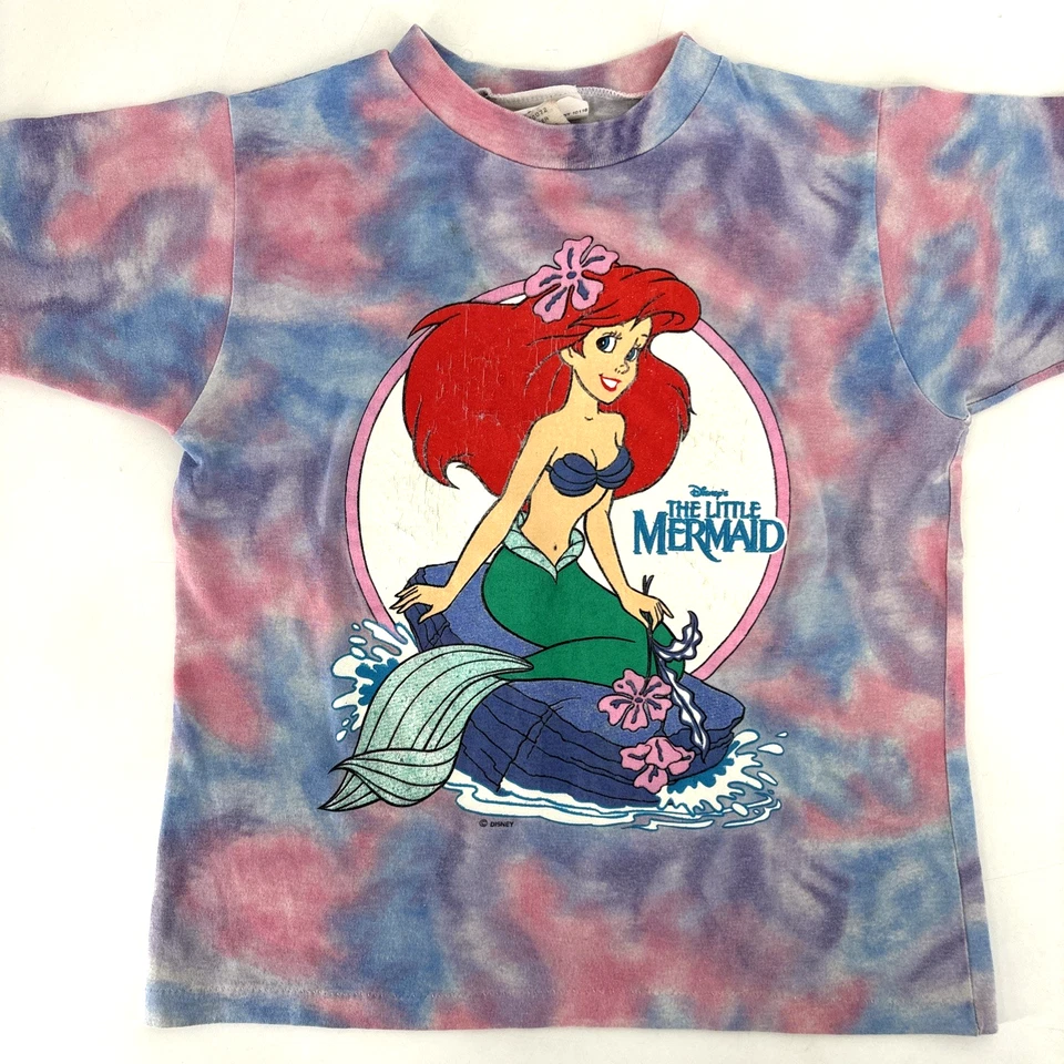 Vintage 90s Disney The Little Mermaid T-Shirt Ariel Tie Dye Girls Large 10/12 - Image 1 of 4