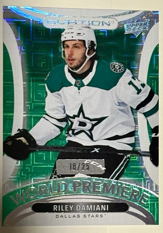 21-22 UD Ovation World Premiere Green /25 Riley Damiani Rookie RC Color Match - Image 1 of 2