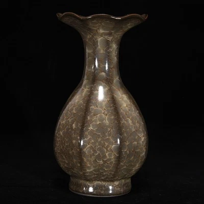 7.5" China Old Classic Porcelain Song Guan Kiln Ice Crack Flower Mouth Vase - Изображение 1 из 4