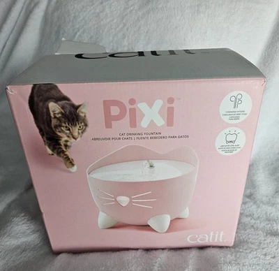 Nueva Caja Abierta Catit Pixi Fuente de Bebida Rosa Filtrada Foto 1 de 4