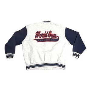Rare Vintage World Gym All Stars Jacket  Large  Lined Sweatshirt Material Button - Picture 1 of 14