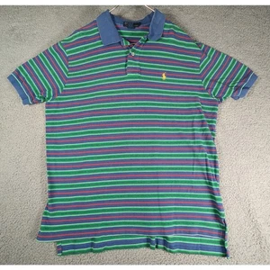 Polo Ralph Lauren Polo Mens Size XL Green Blue Stripe Custom Fit Golf Shirt - Picture 1 of 6