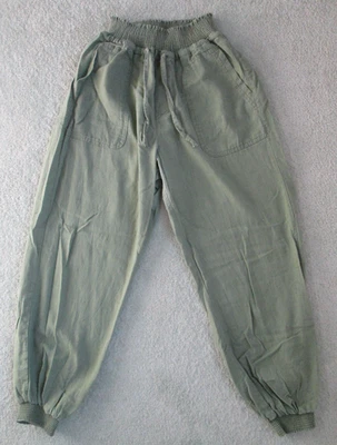 Love Tree Pants Women M Green Jogger Boho Genie High-Rise Relaxed Linen Pull On - Image 1 of 4