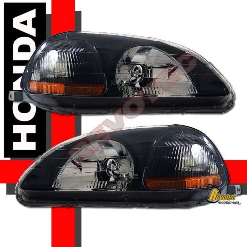 Faros de carcasa JDM negros diestros + diestros para 96 97 98 Honda Civic  Foto 1 de 4