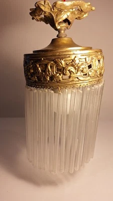 2 ancien plafonnier en bronze  cristaux 18 -ème très rare - Photo 1/4