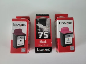 Lexmark Ink Cartridge Bundle Black 70, 75 And Color 80 Brand New Expired - Picture 1 of 7
