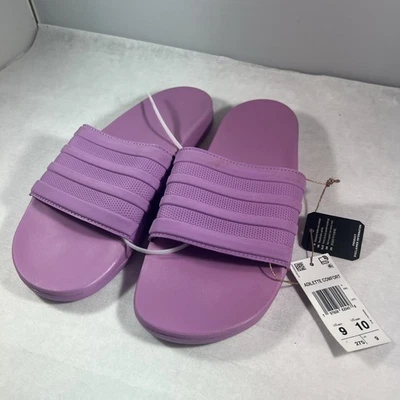 Sandalias Adidas Adilette moradas cómodas para mujer nuevas con etiquetas talla 10 mujer 9 hombre leer Foto 1 de 4