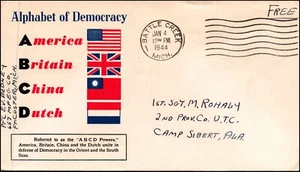 4 Jan 1944 WWII Patriotic Cover Alphabet Of Democracy Sherman 408 - Picture 1 of 2