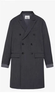 Zara Men's Limited Edition Grey Wool Forck Coat Size L - Picture 1 of 9