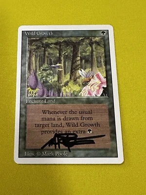 MTG Magic Wild Growth Signed Artist Proof x1 3RD Revised 3ED Mark Poole - Image 1 of 2