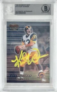 KURT WARNER SIGNED 1999 BOWMANS BEST ROOKIE RC ST. LOUIS RAMS BECKETT SLABBED - Picture 1 of 2