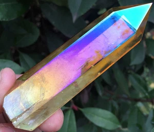 131g Yellow Aura Quartz Crystal Titanium Bismuth Silicon Point Healing ip0318 - Picture 1 of 12