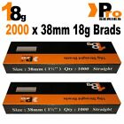 18g 2000 x 38mm Brad Nails,(for Nailers, Paslode,Dewalt,s3,ProSeries Silverline)