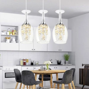 Crystal Wine Glass LED Chandelier Pendant Lamp 3 Light Ceiling Light Fixture USA - Picture 1 of 36