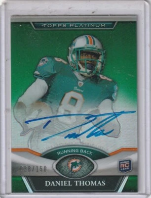 2011 Topps Platinum Green Refractor Rookie Auto /150 Daniel Thomas #44 Auto RC - Image 1 of 2