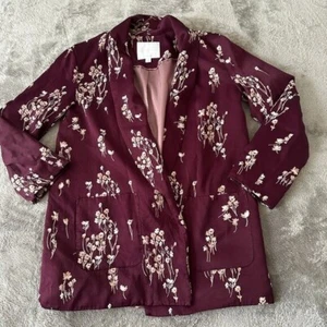 Ett Twa Anthropologie Tavie Satin offen Blazer Jacke Damen SMALL Floral - Bild 1 von 6