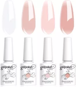 4Pcs Jelly Nude Pink Milky White Rose Gel Nail Polish Set Sheer Clear Crystal - Picture 1 of 6