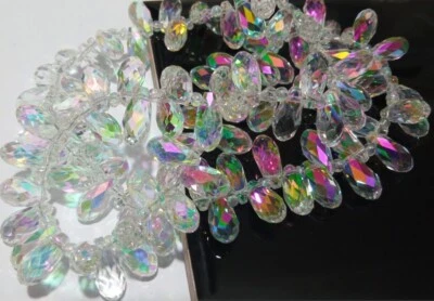 10pz  perline in goccia cristallo 13x7mm colore trasparente AB fori orizzontali - Immagine 1 di 2